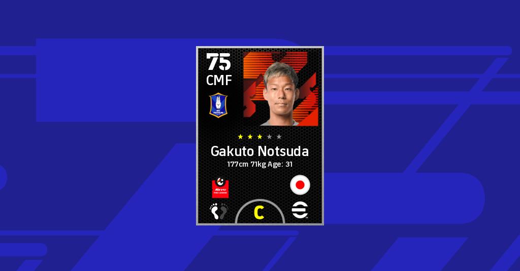 Estatísticas de Gakuto Notsuda no eFootball